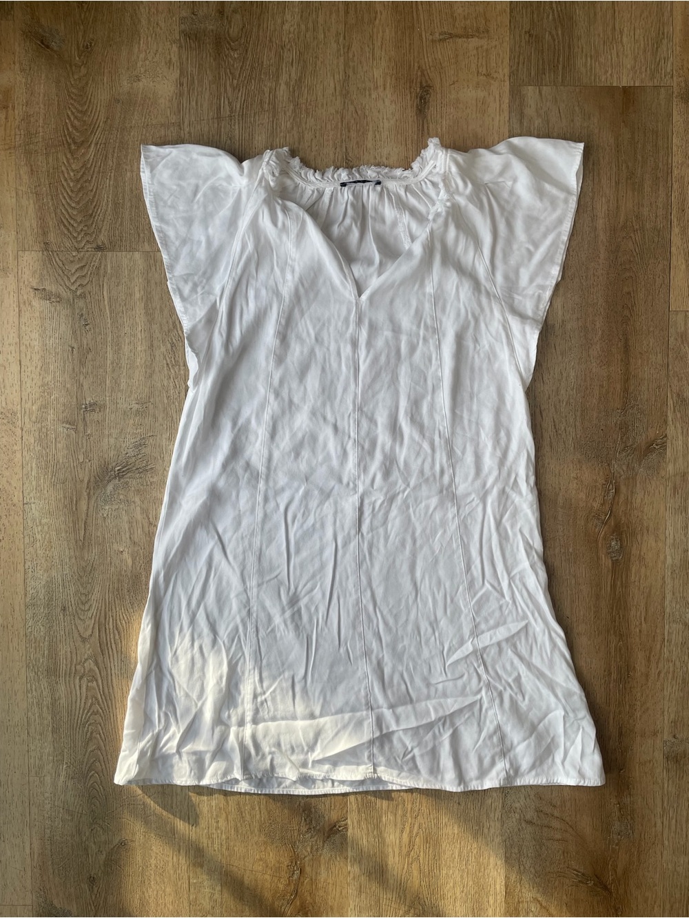 Maven West White Tencel Shift Dress S Made USA Coastal Minimalist